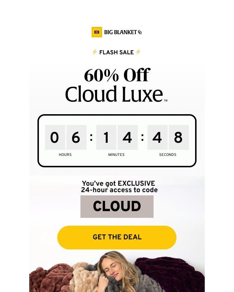 Screenshot of email sent to a Big Blanket Co. Newsletter subscriber