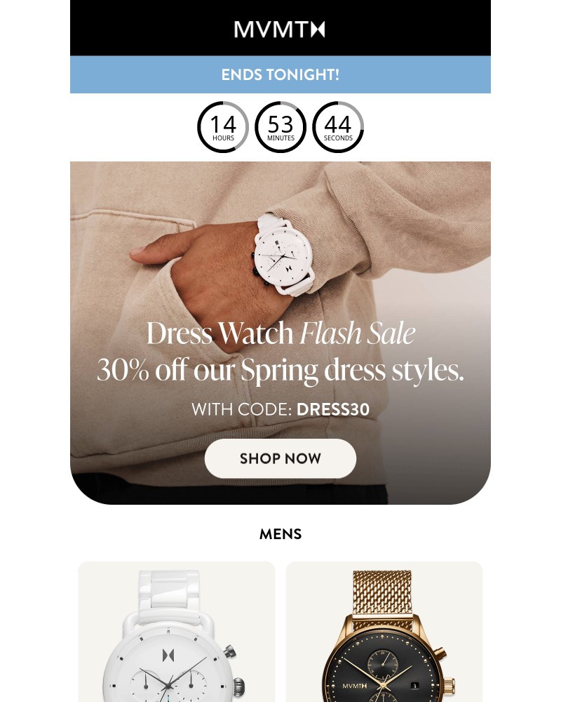 Screenshot of email with subject /media/emails/flash-sale-ends-tonight-30-off-spring-dress-watches-3776a6-cropped-e9bb163e.jpg