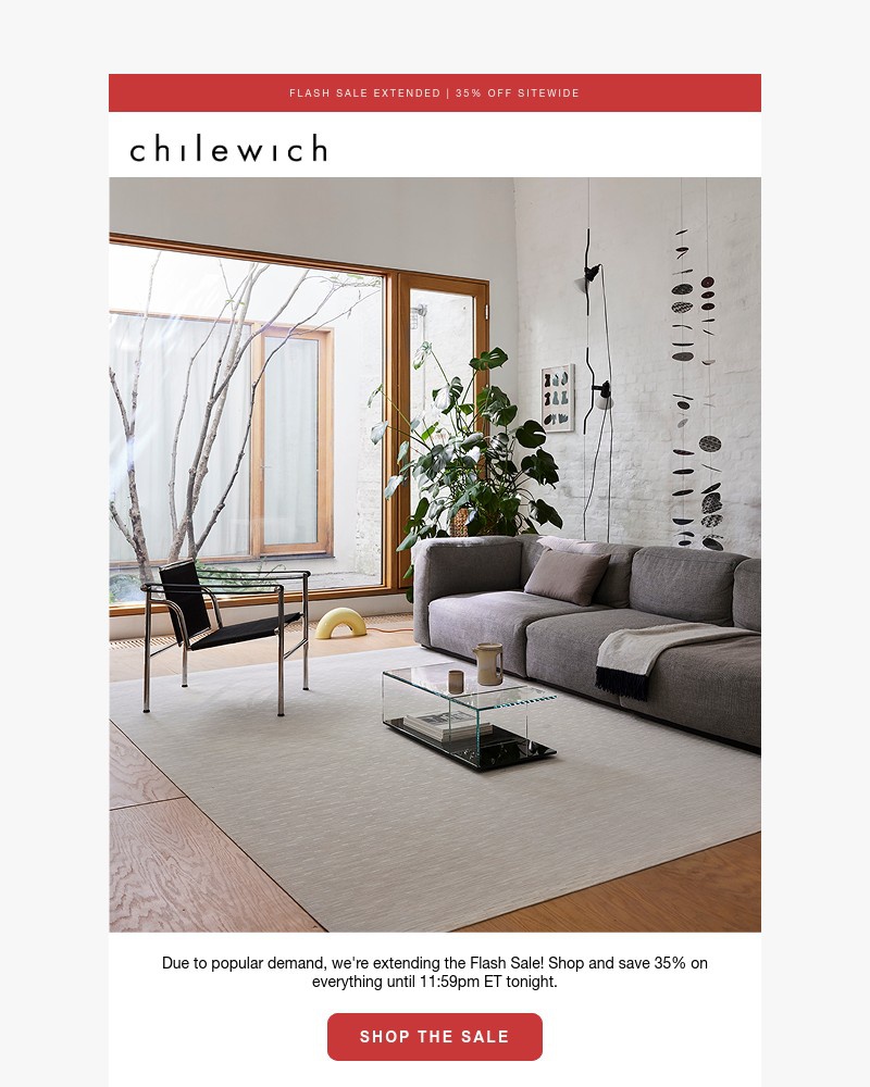 Screenshot of email sent to a Chilewich Newsletter subscriber