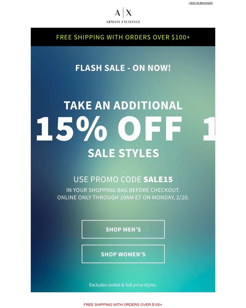Screenshot of email with subject /media/emails/flash-sale-extra-15-off-sale-styles-8717d2-cropped-c296a591.jpg