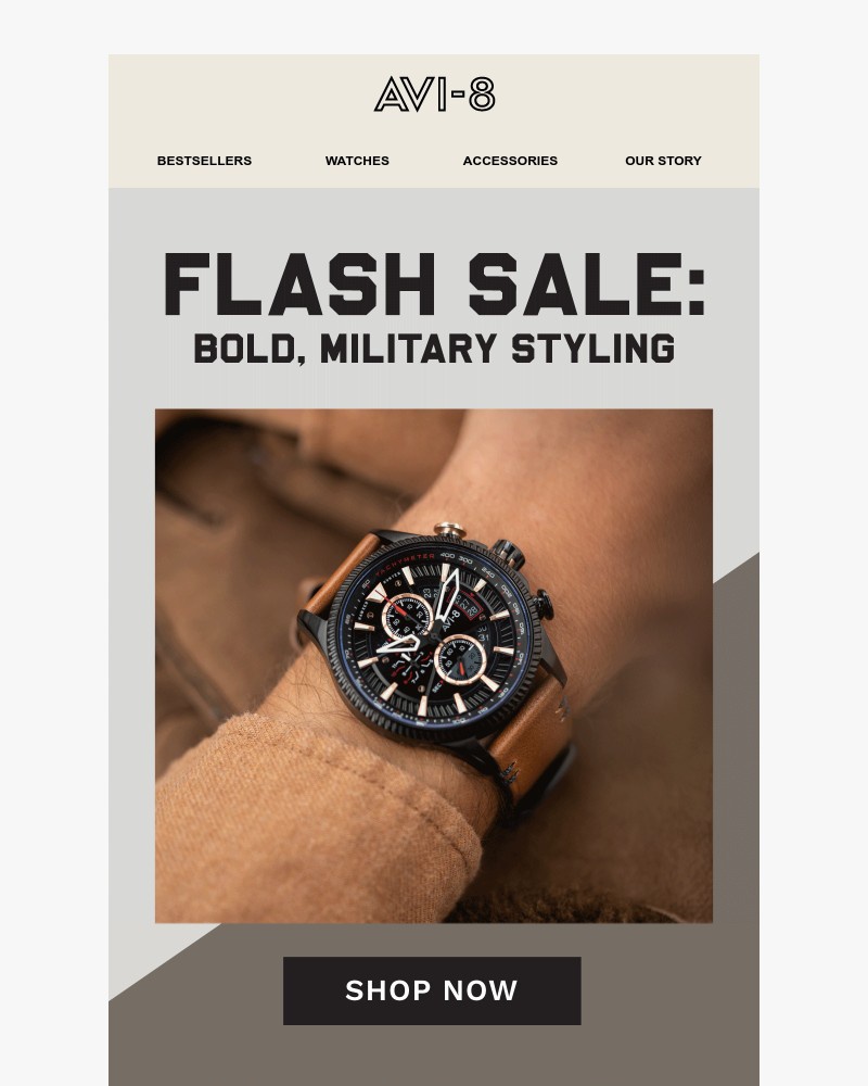 Screenshot of email with subject /media/emails/flash-sale-military-inspired-timepieces-9a6c5a-cropped-d2269d08.jpg