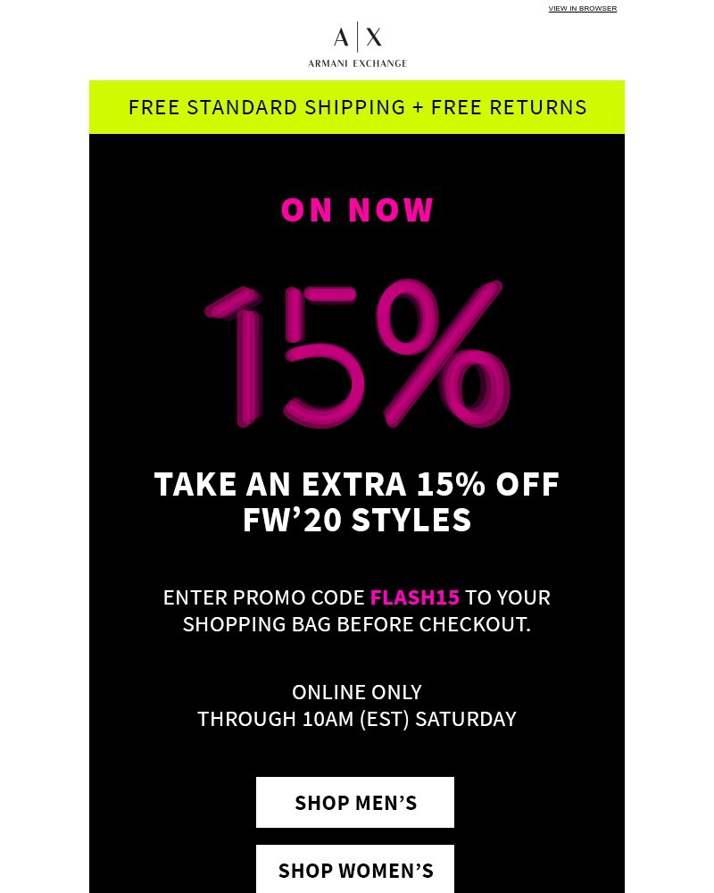 Screenshot of email with subject /media/emails/flash-sale-on-now-extra-15-off-fw20-styles-cc867e-cropped-9cfd7327.jpg