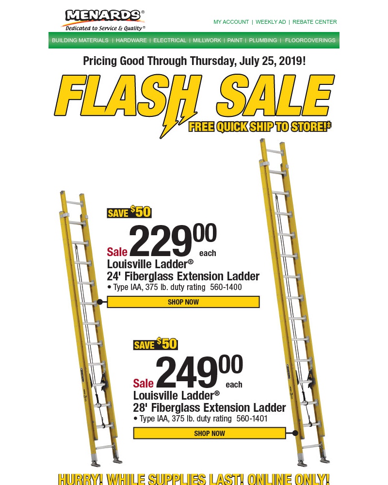Screenshot of email with subject /media/emails/flash-sale-save-50-on-these-extension-ladders-cropped-d0581a56.jpg