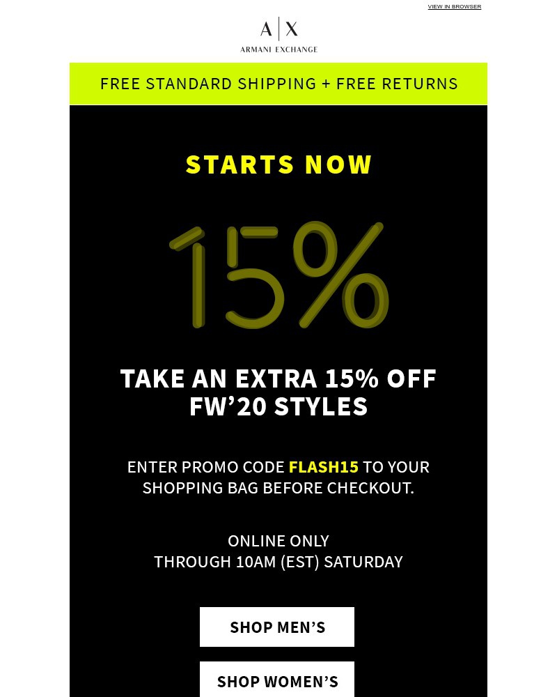 Screenshot of email with subject /media/emails/flash-sale-starts-now-extra-15-off-fw20-styles-6c928e-cropped-a83cb5d8.jpg