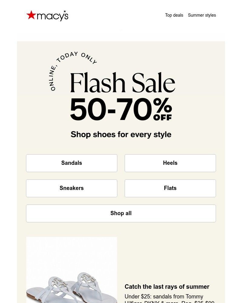 Screenshot of email with subject /media/emails/flash-sale-under-25-womens-sandals-7fa134-cropped-5389a08b.jpg