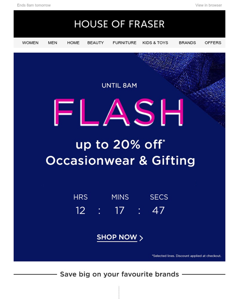 Screenshot of email with subject /media/emails/flash-sale-up-to-20-off-occasionwear-gifting-cropped-c9b74410.jpg