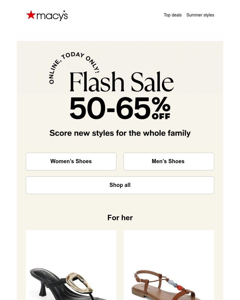 Screenshot of email sent to a Macy's Cart abandoner