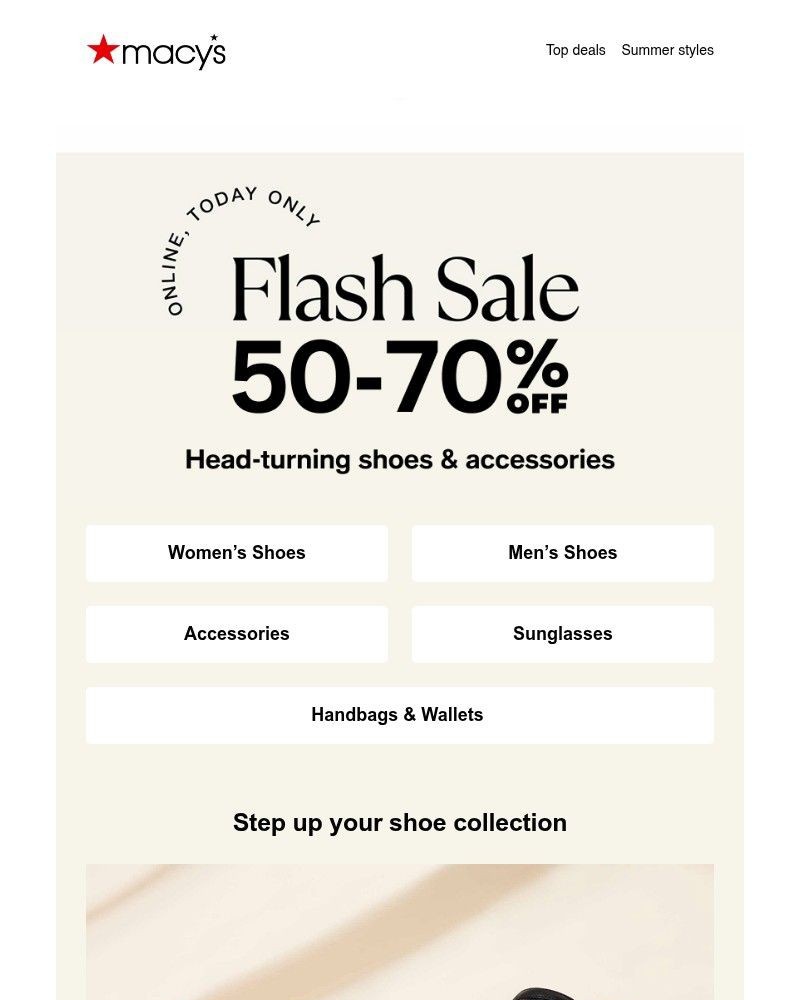 Screenshot of email with subject /media/emails/flash-sale-up-to-70-off-shoes-handbags-more-eb2e0b-cropped-f356603e.jpg
