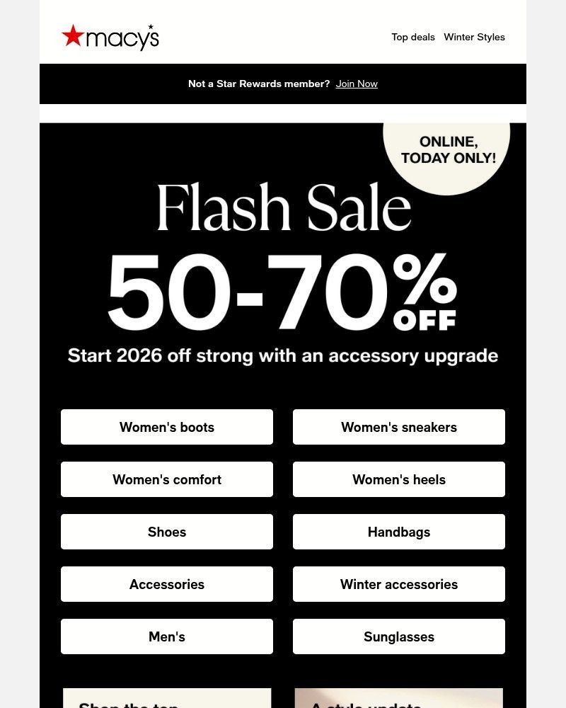 Screenshot of email with subject /media/emails/flash-salehours-left-50-70-off-shoes-bags-accessories-24b67e-cropped-cc8b8d82.jpg