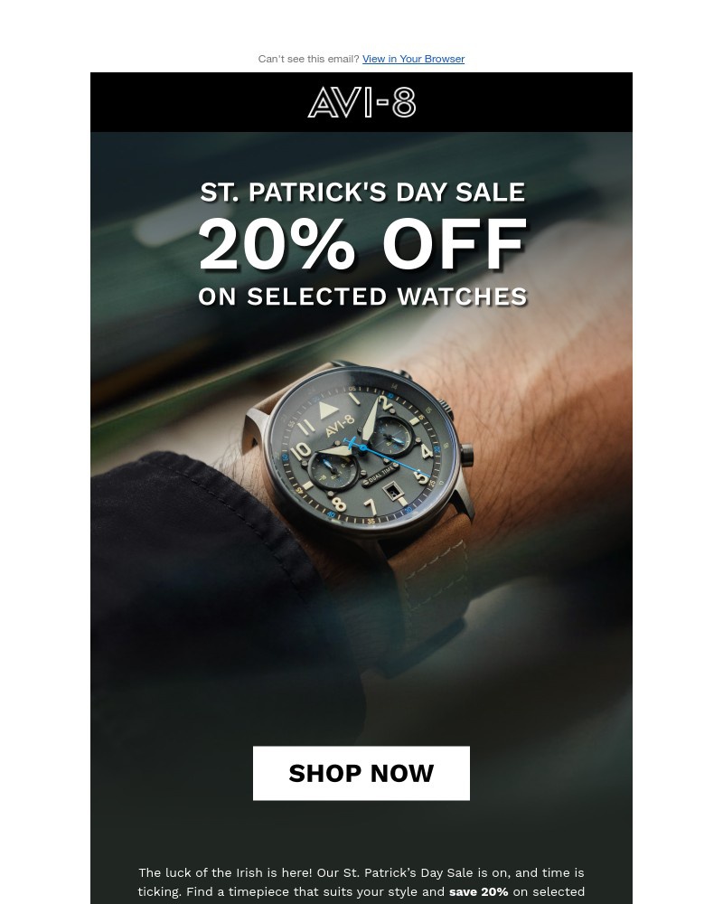 Screenshot of email with subject /media/emails/fly-high-this-st-patricks-day20-off-selected-watches-2cb3c6-cropped-82620c3a.jpg