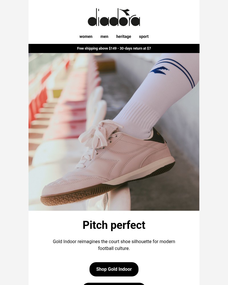 Screenshot of email sent to a Diadora Newsletter subscriber