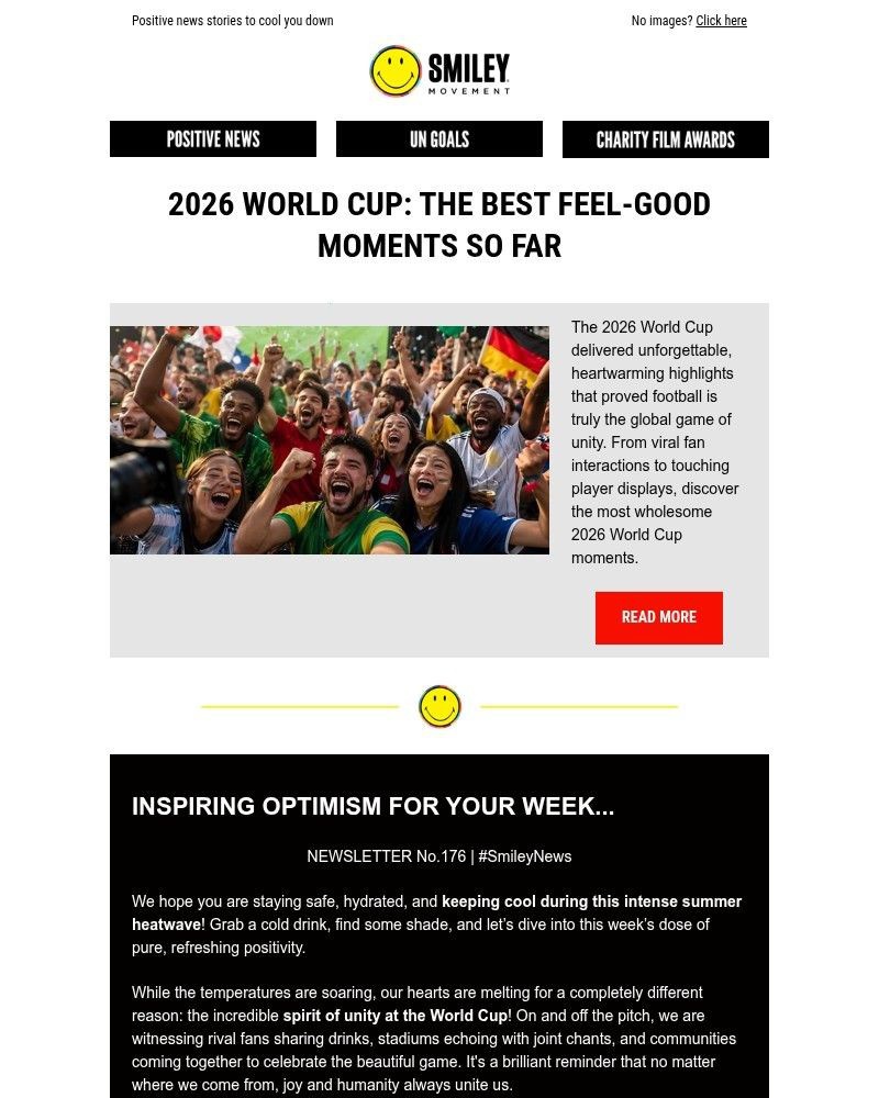 Screenshot of email sent to a Smiley Movement Newsletter subscriber