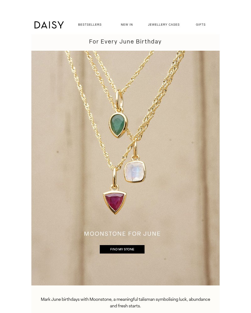 Screenshot of email sent to a Daisy Jewellery Newsletter subscriber