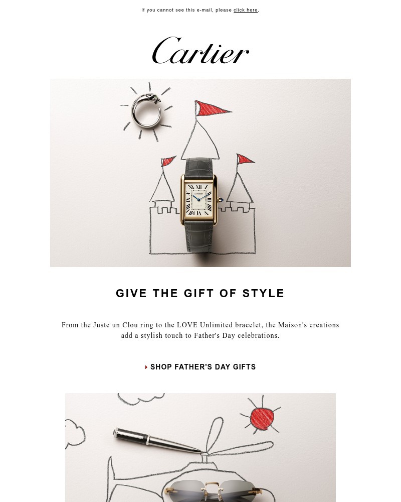Screenshot of email sent to a Cartier Newsletter subscriber