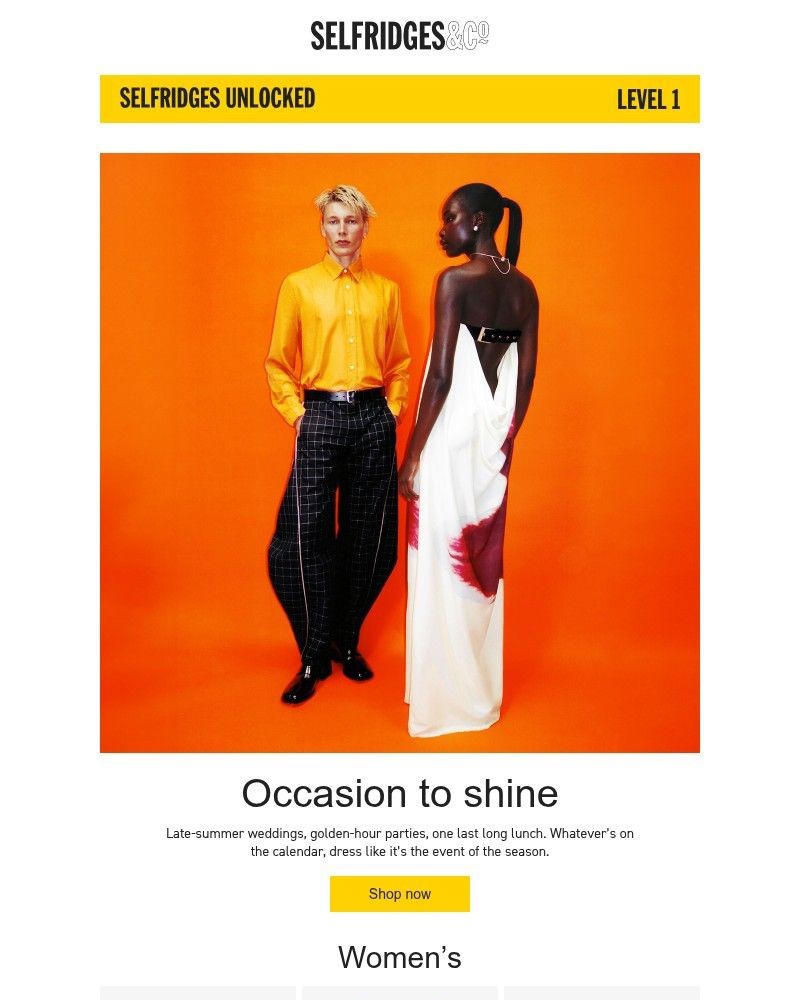 Screenshot of email sent to a Selfridges Newsletter subscriber