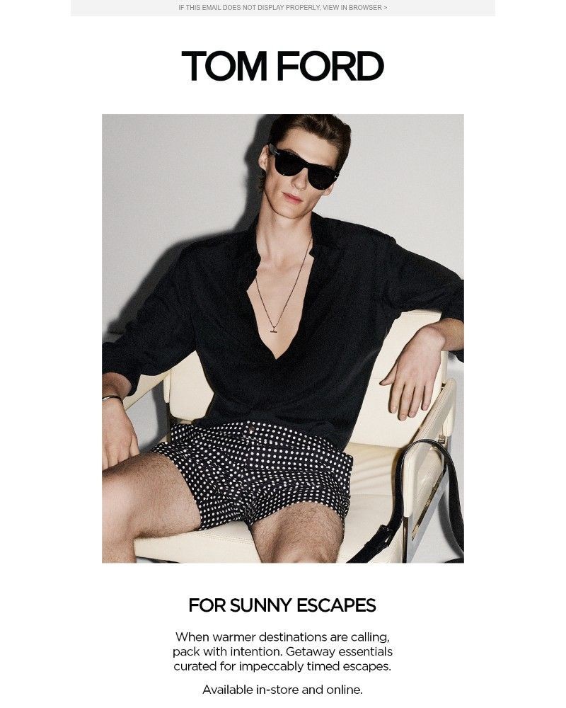Screenshot of email sent to a Tom Ford Newsletter subscriber
