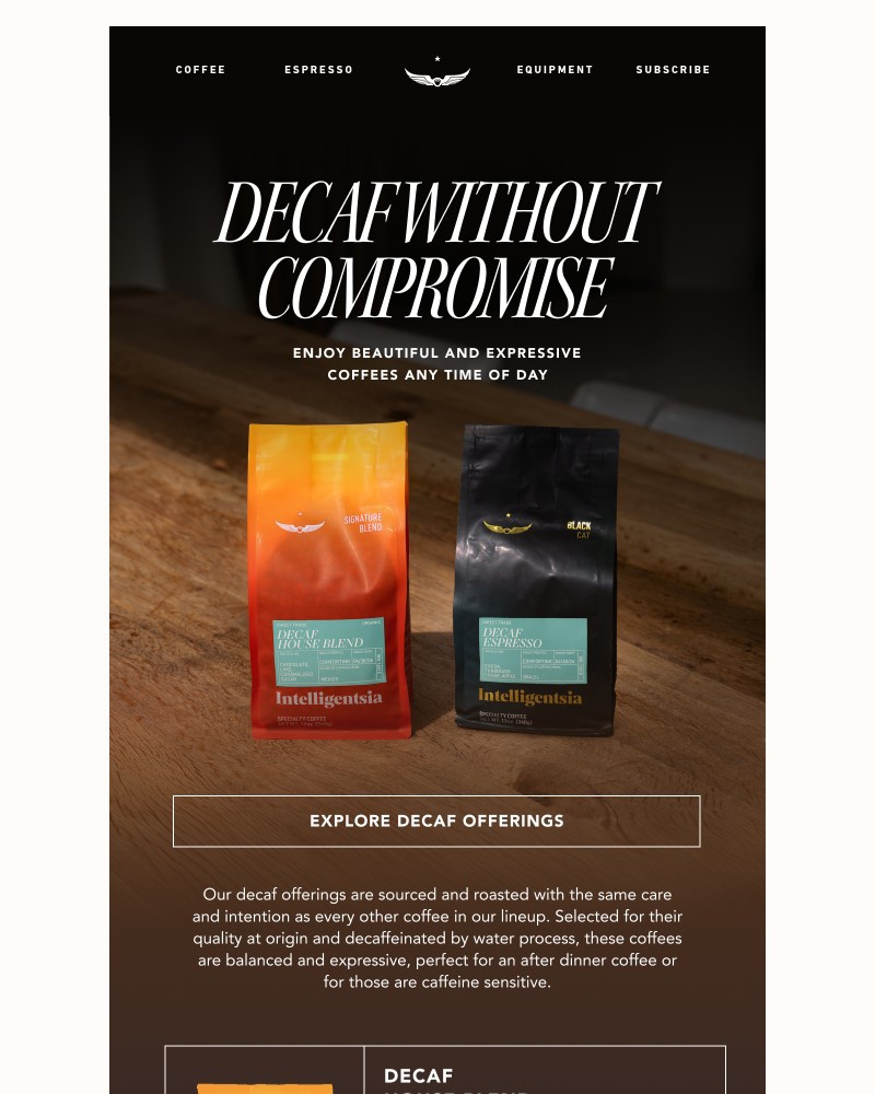 Screenshot of email sent to a Intelligentsia Newsletter subscriber