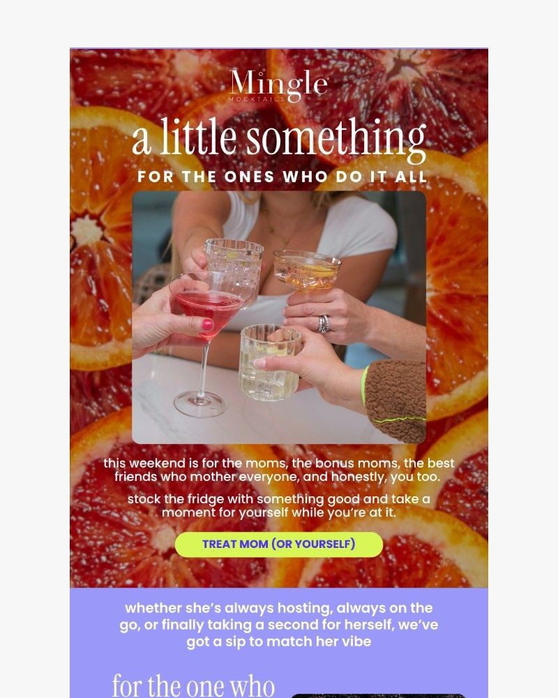 Screenshot of email sent to a Mingle Mocktails Newsletter subscriber