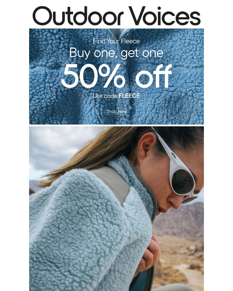 Screenshot of email sent to a Outdoor Voices Newsletter subscriber