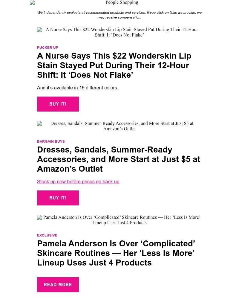 Screenshot of email sent to a People Newsletter subscriber