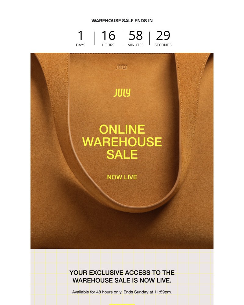 Screenshot of email with subject /media/emails/forward-this-on-our-once-a-year-warehouse-sale-is-live-5bea67-cropped-aa918b06.jpg