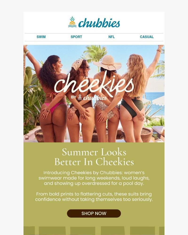 Screenshot of email sent to a Chubbies Newsletter subscriber