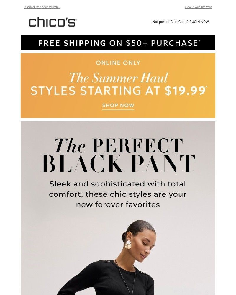 Screenshot of email sent to a Chico’s Newsletter subscriber