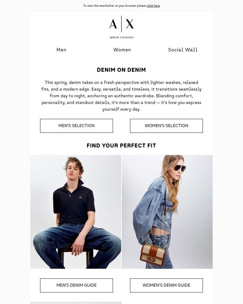 Screenshot of email sent to a Armani Exchange Newsletter subscriber