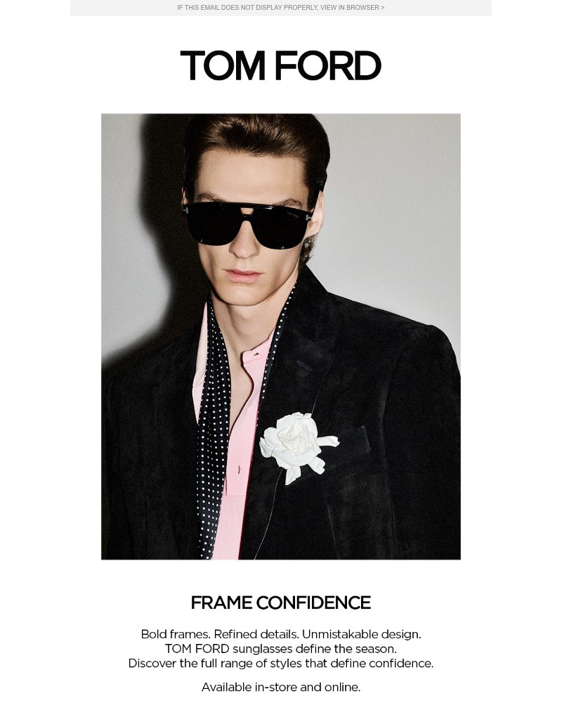 Screenshot of email sent to a Tom Ford Newsletter subscriber