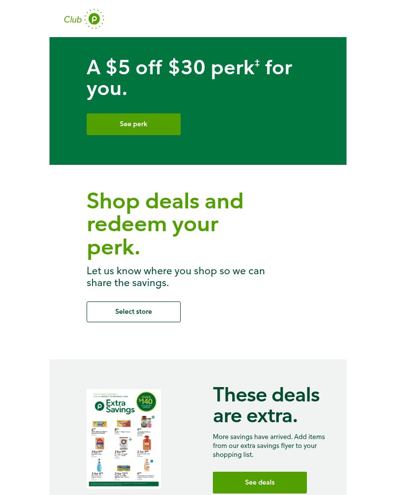Screenshot of email sent to a Publix Registered user