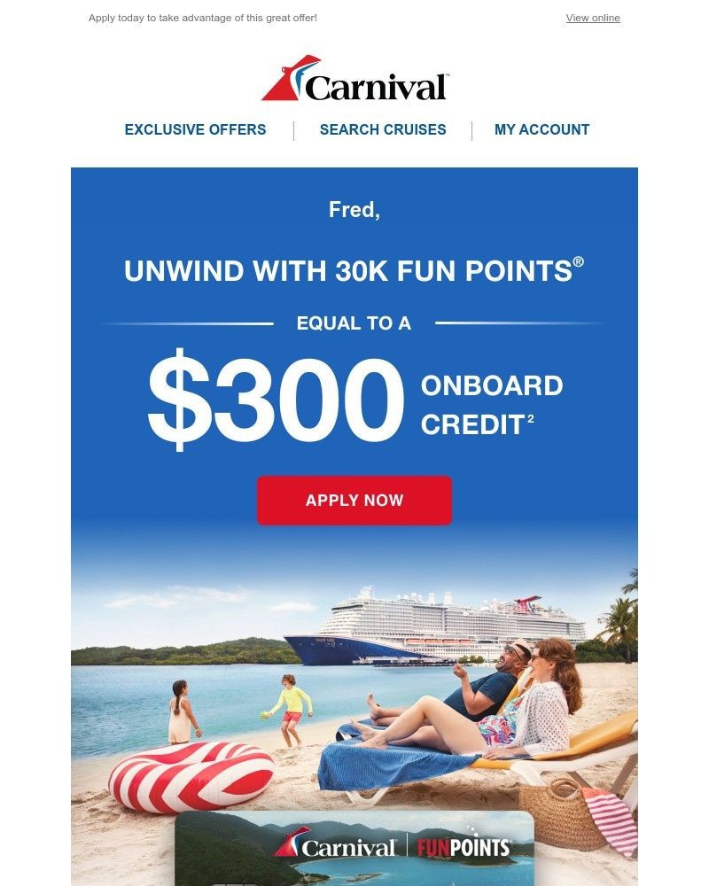 Screenshot of email with subject /media/emails/fred-get-300-onboard-credit-with-the-carnival-world-mastercard-137b9b-cropped-562ddb4b.jpg