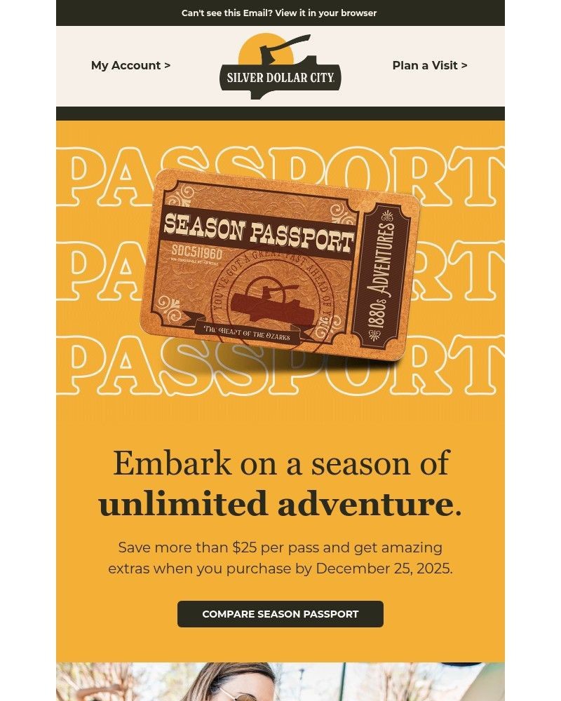 Screenshot of email sent to a Silver Dollar City Newsletter subscriber