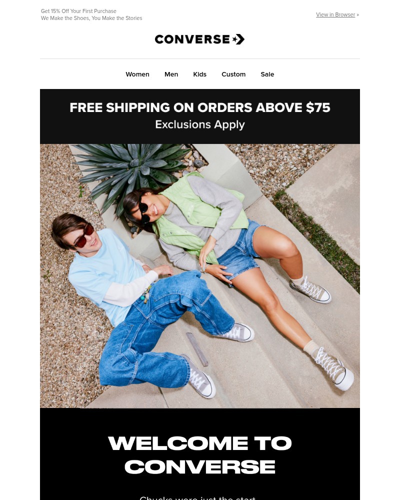 Screenshot of email sent to a Converse Newsletter subscriber