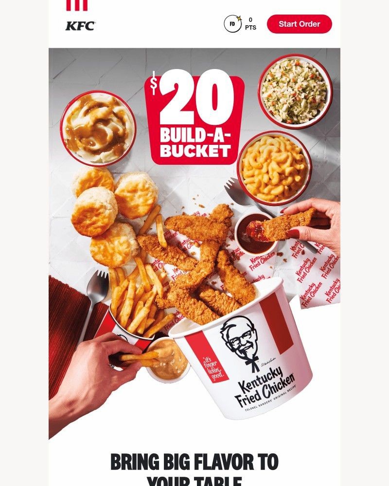 Screenshot of email sent to a Kentucky Fried Chicken Registered user