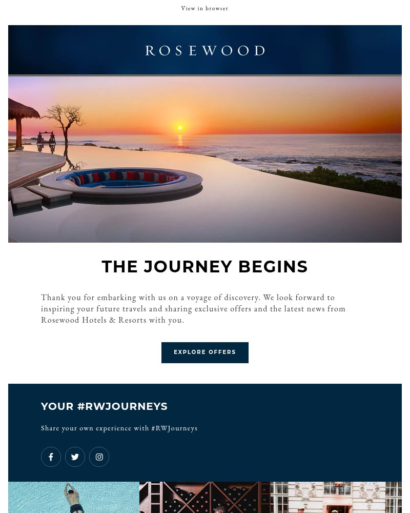 Screenshot of email sent to a Rosewood Hotels & Resorts Newsletter subscriber