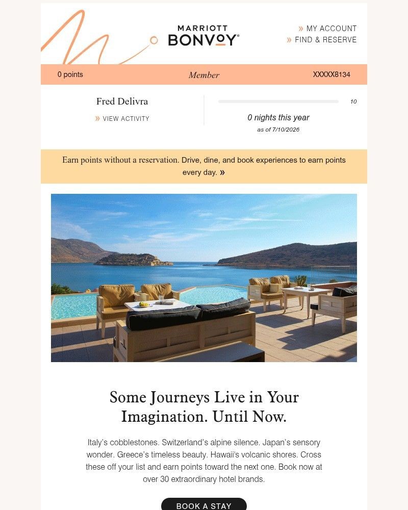 Screenshot of email sent to a Marriott Registered user