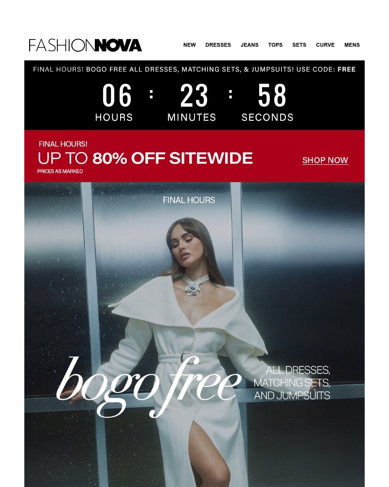 Screenshot of email sent to a Fashion Nova Registered user