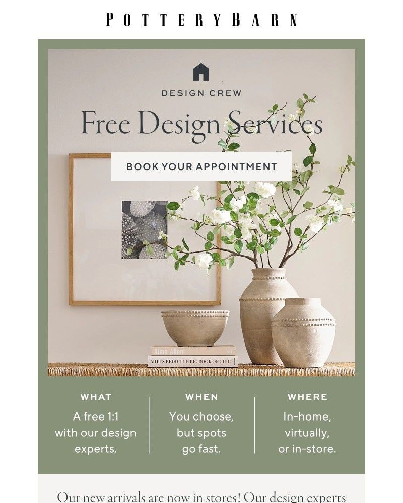 Screenshot of email sent to a Pottery Barn Newsletter subscriber