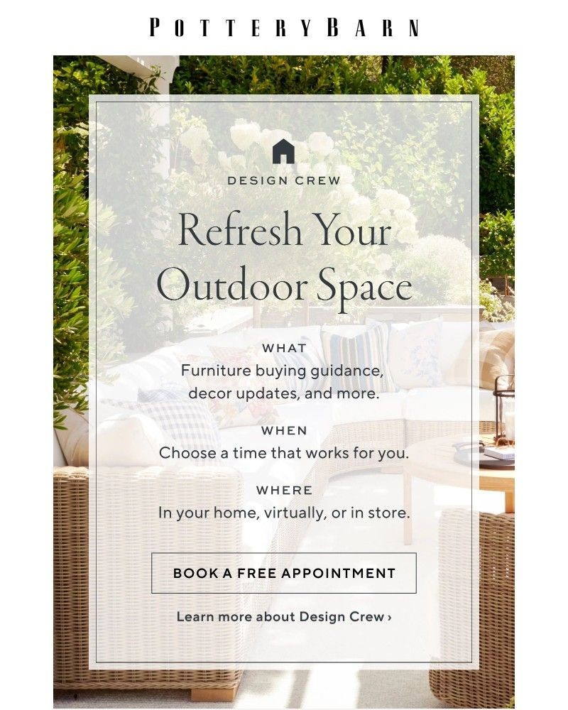 Screenshot of email sent to a Pottery Barn Newsletter subscriber