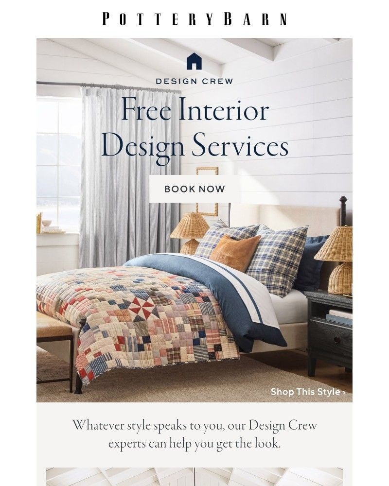 Screenshot of email sent to a Pottery Barn Newsletter subscriber