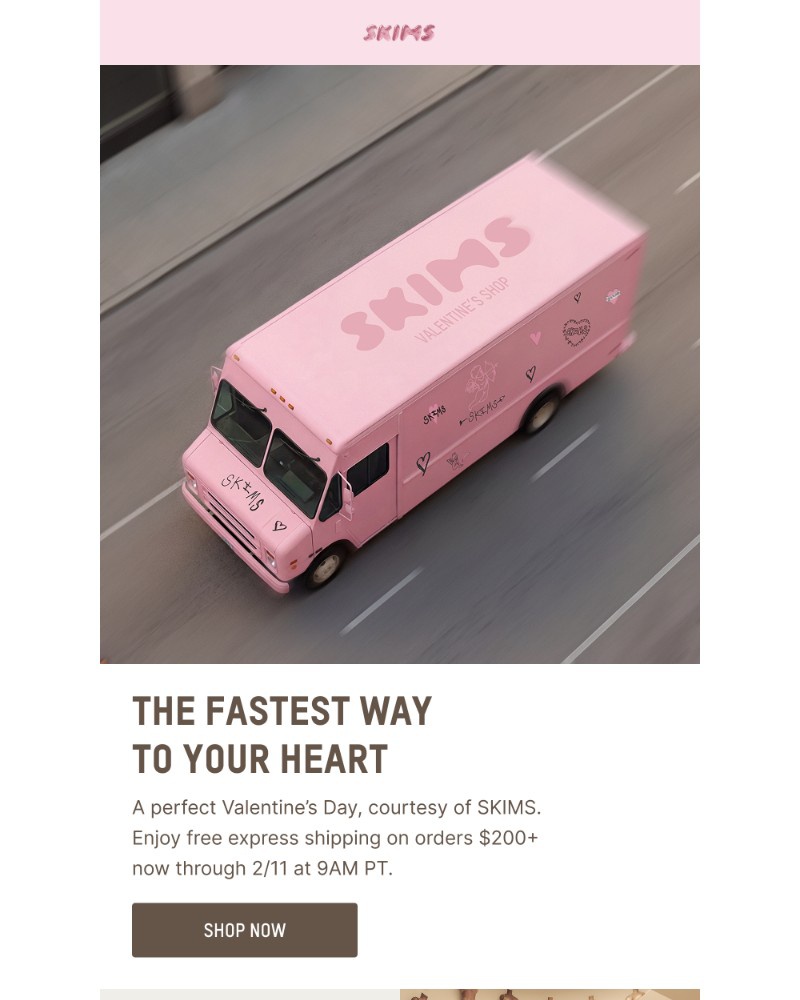 Screenshot of email sent to a Skims Newsletter subscriber