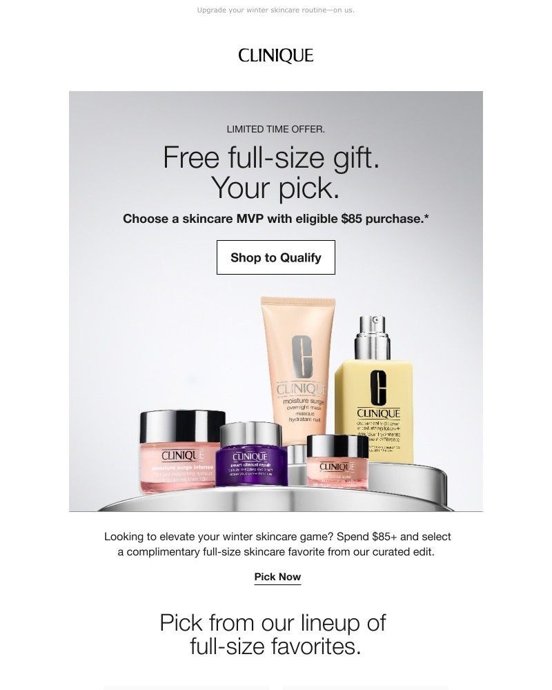 Screenshot of email sent to a Clinique Newsletter subscriber