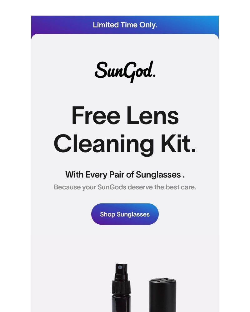 Screenshot of email sent to a SunGod Newsletter subscriber