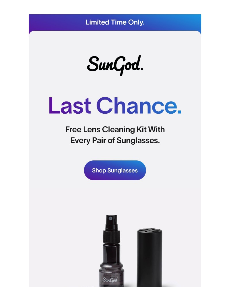 Screenshot of email sent to a SunGod Newsletter subscriber