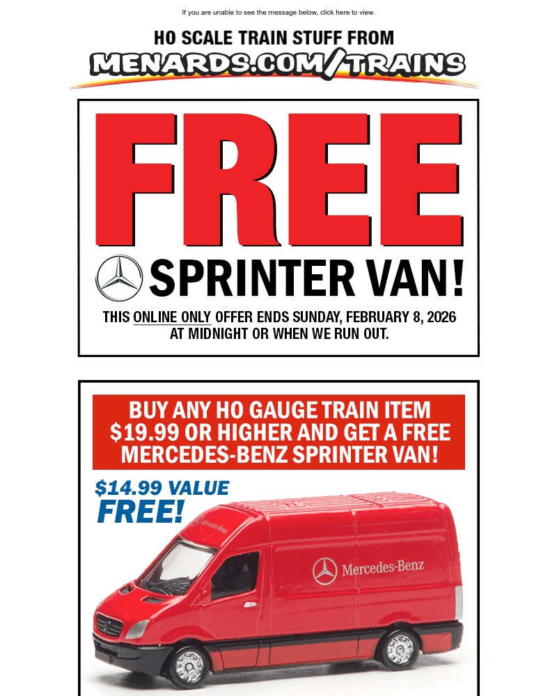 Screenshot of email sent to a Menards Newsletter subscriber