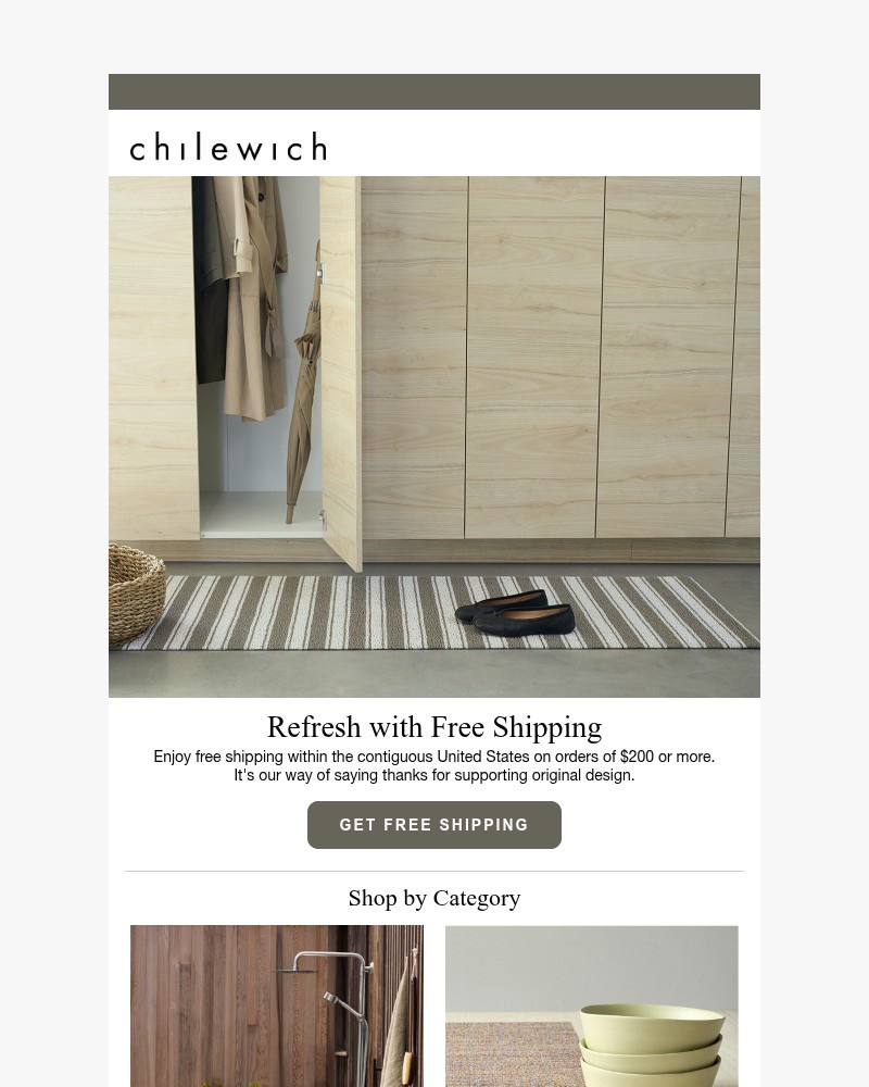 Screenshot of email sent to a Chilewich Newsletter subscriber