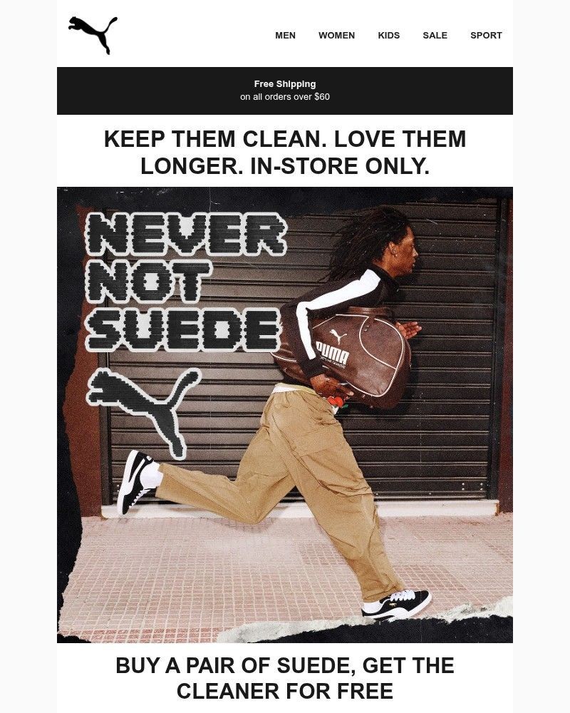 Screenshot of email sent to a Puma Newsletter subscriber