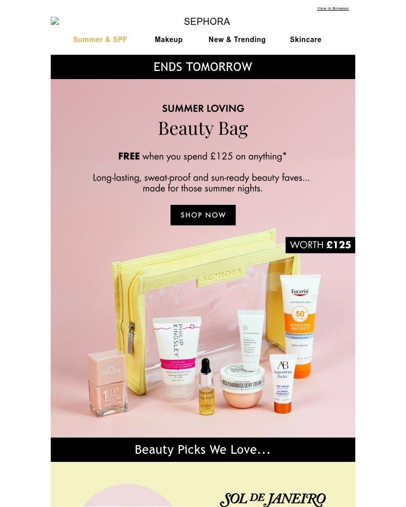 Screenshot of email sent to a Feelunique Newsletter subscriber