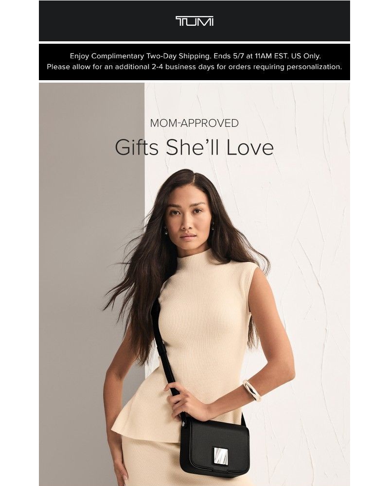 Screenshot of email sent to a Tumi Newsletter subscriber
