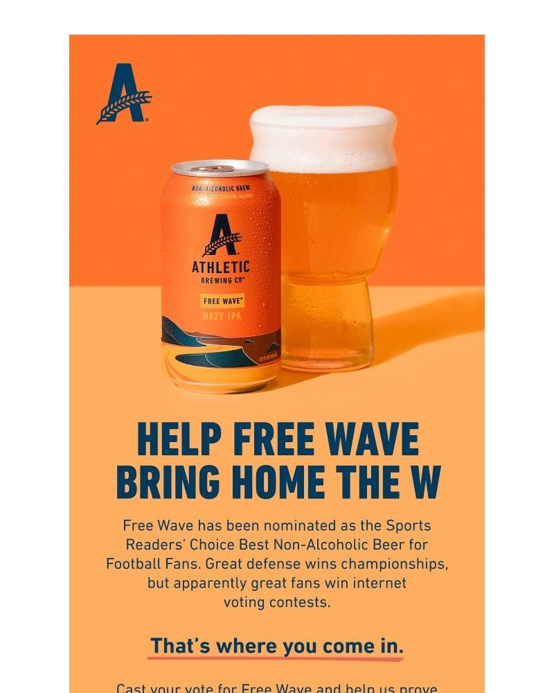 Screenshot of email sent to a Athletic Brewing Newsletter subscriber